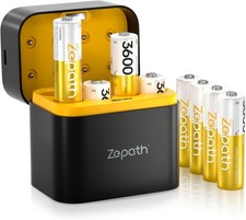 Rechargeable AA Lithium Batteries 8 Pack with Fast Charger, 3600mWh High Capa...