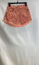 Carmar Women's Pink Black Leopard Print Denim Miniskirt High Rise Raw Hem Size