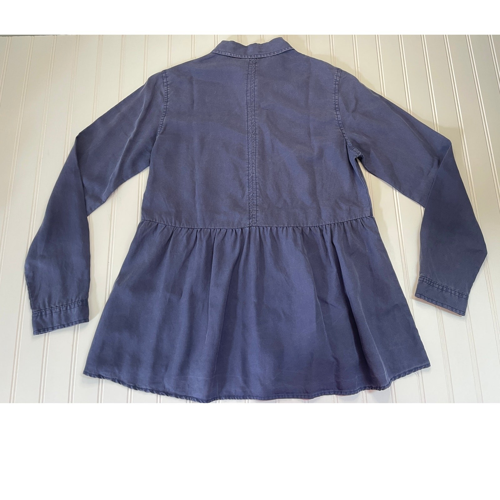 Harper Blue Button Down Flowy Long Collared Top -… - image 6