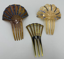 Antique ART DECO Rhinestone HAIRCOMB Celluloid Hair Ornaments Comb Missing stone