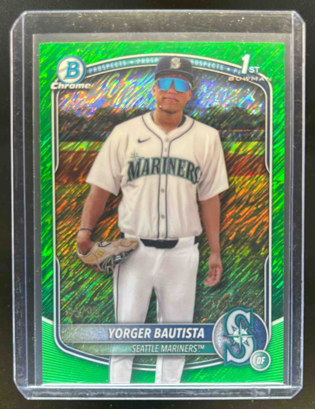 2025 Bowman Chrome Yorger Bautista Green Shimmer Refractor 1st Prospect #/99