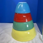 Vtg Pyrex Primary Colors Nesting Mixing Bowls Set of 4 1950s  MCM.   S-2