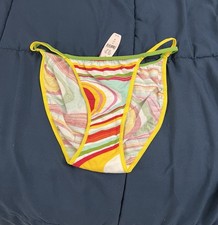 NWT Vintage S Victoria s Secret PINK Swirl Double String Bikini Panties SMALL
