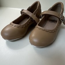 Stelle Girls Beige Mary Jane Tap Dance Shoes Buckle Strap Metal Tap Plates