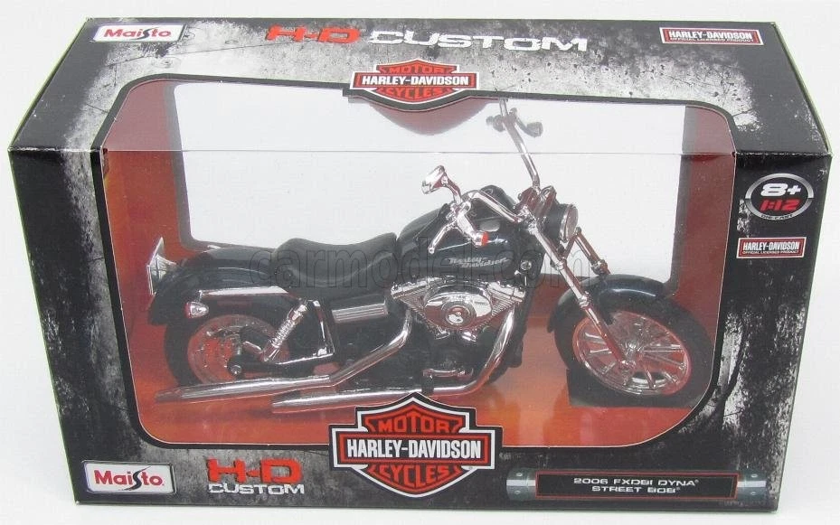 MODELLINO MOTO STATICO MAISTO HARLEY DAVIDSON FXDBI DYNA STREETBOB 2006 BLU 1/12 - Immagine 4 di 4