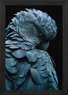 Blue Parrot Portrait Framed Wall Art Poster Canvas Print Picture