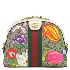 Borsa a tracolla Gucci Ophidia GG Flora GG Supreme Canvas pelle beige x bianco