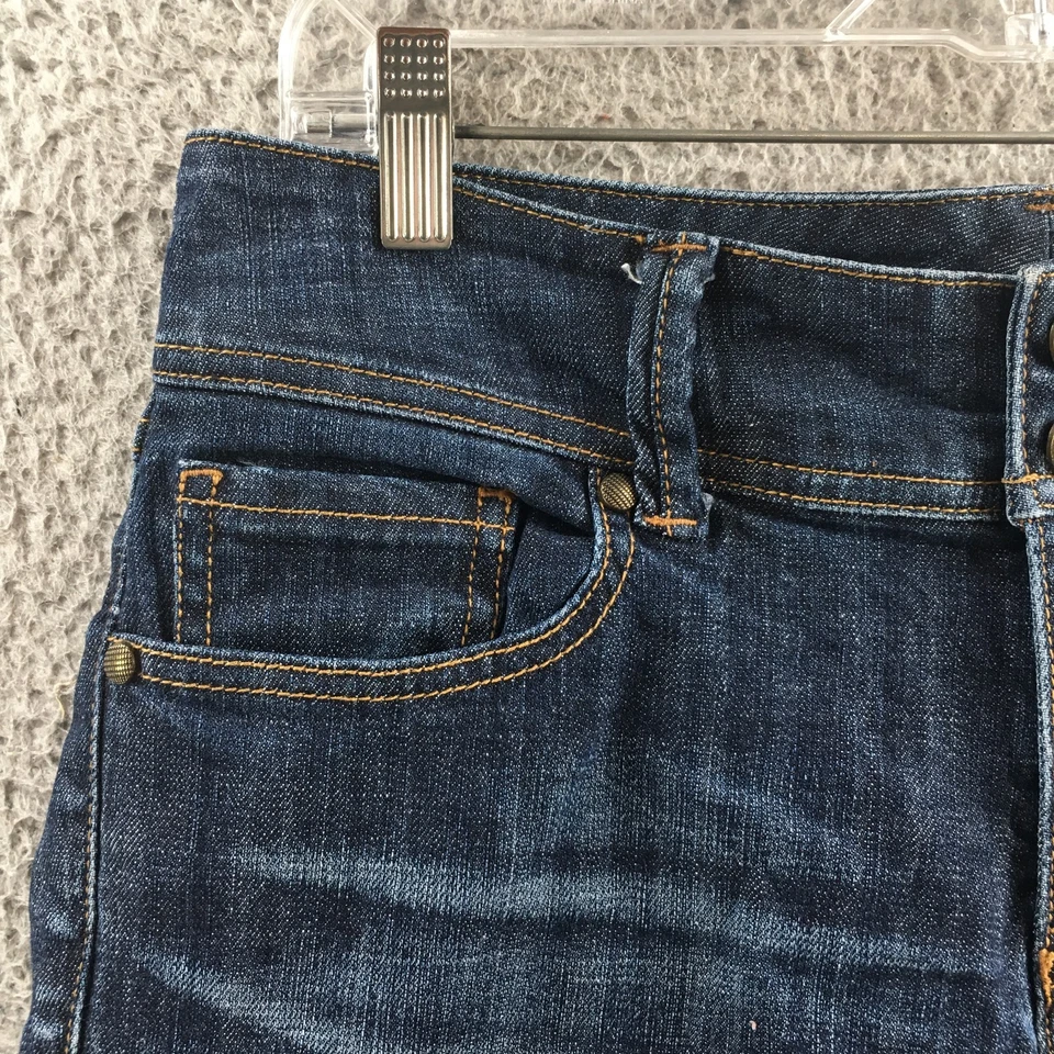 Bermudas Cabi para mujer 8 (real 33x11) azul denim tiro medio mezcla de algodón cremallera Foto 2 de 4