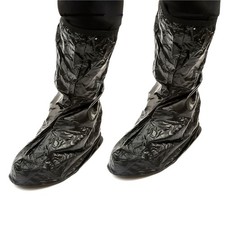 PVC Waterproof Rain Boot Shoe Cover Black Reusable Overshoe Motorcycle Motorbike