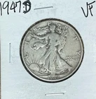 1947-D WALKING LIBERTY SILVER HALF DOLLAR ~  VF ~NICE COIN ~90% SILVER