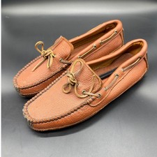 Minnetonka Mens Moosehide Classic Moccasin Loafers Tan Brown 758 Size 10