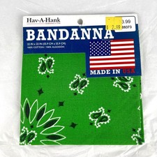 Hav-A-Hank Paisley Bandanna 22"X22" Kelly Green NEW MADE IN USA