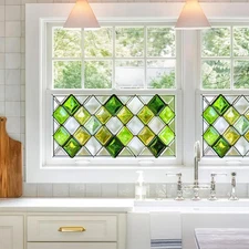 Window Privacy Film 39.3×17.7 Inchs Stained Glass Window Film Home Decoration An