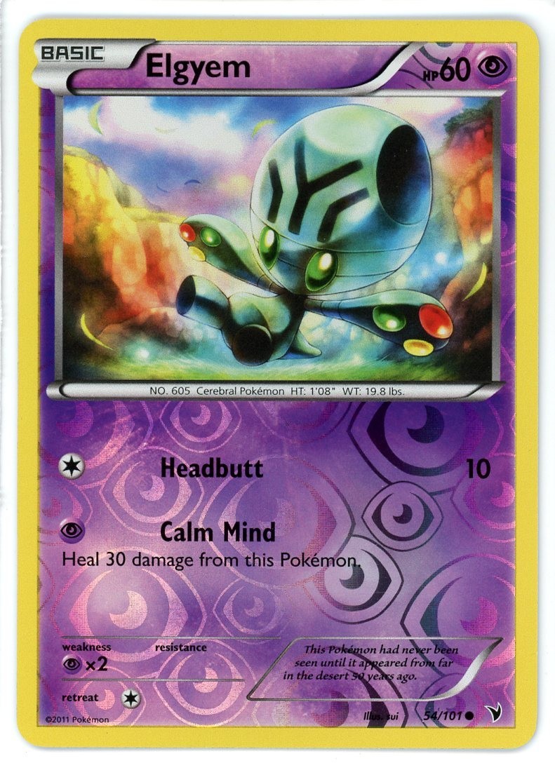 Elgyem Reverse Holo 54/101 Noble Victories Pokemon Card