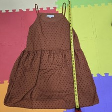 LOFT Women's Small Brown Clip Dot Sleeveless Mini Dress Lined Tiered Boho