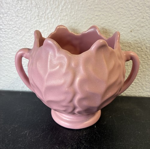 Antique Monmouth Pottery Cabbage Leaf Bowl Pink Artware Line Planter Vase