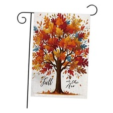 Fall Garden Flag 12x18 Inch Double Sided Burlap Maple Leaf Yard Flag for