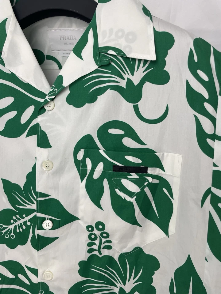 Bowling Prada para hombre blanco hoja verde XXL Foto 4 de 4