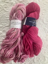 LOT OF 2 Indie Dyed Luxury Yarn Loopy Legends Indigo Moon SW Merino Pink Magenta