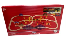 Vintage KID CONNECTION  80 Pieces Wooden Train Set NEW FACTORY SEALED