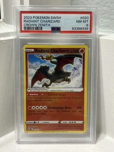 2023 Pokemon SWSH Crown Zenith #020 Radiant Charizard PSA 8 NM-MT