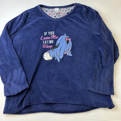 Disney Pullover Womens 3X Eeyore If You Love Me Let Me Sleep Fleece Sleepwear To