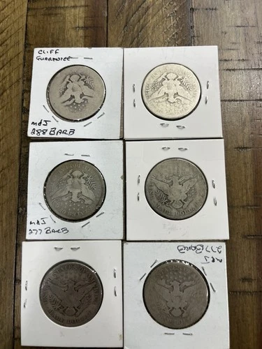 Lot of 6x Barber SILVER Half Dollars 50C: 1897 To 1910  **RARE TYPE COIN**
