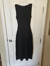 NWT We Wore What Boat Neck Midi Dress, Black Cotton Rib, MSRP $59, Small