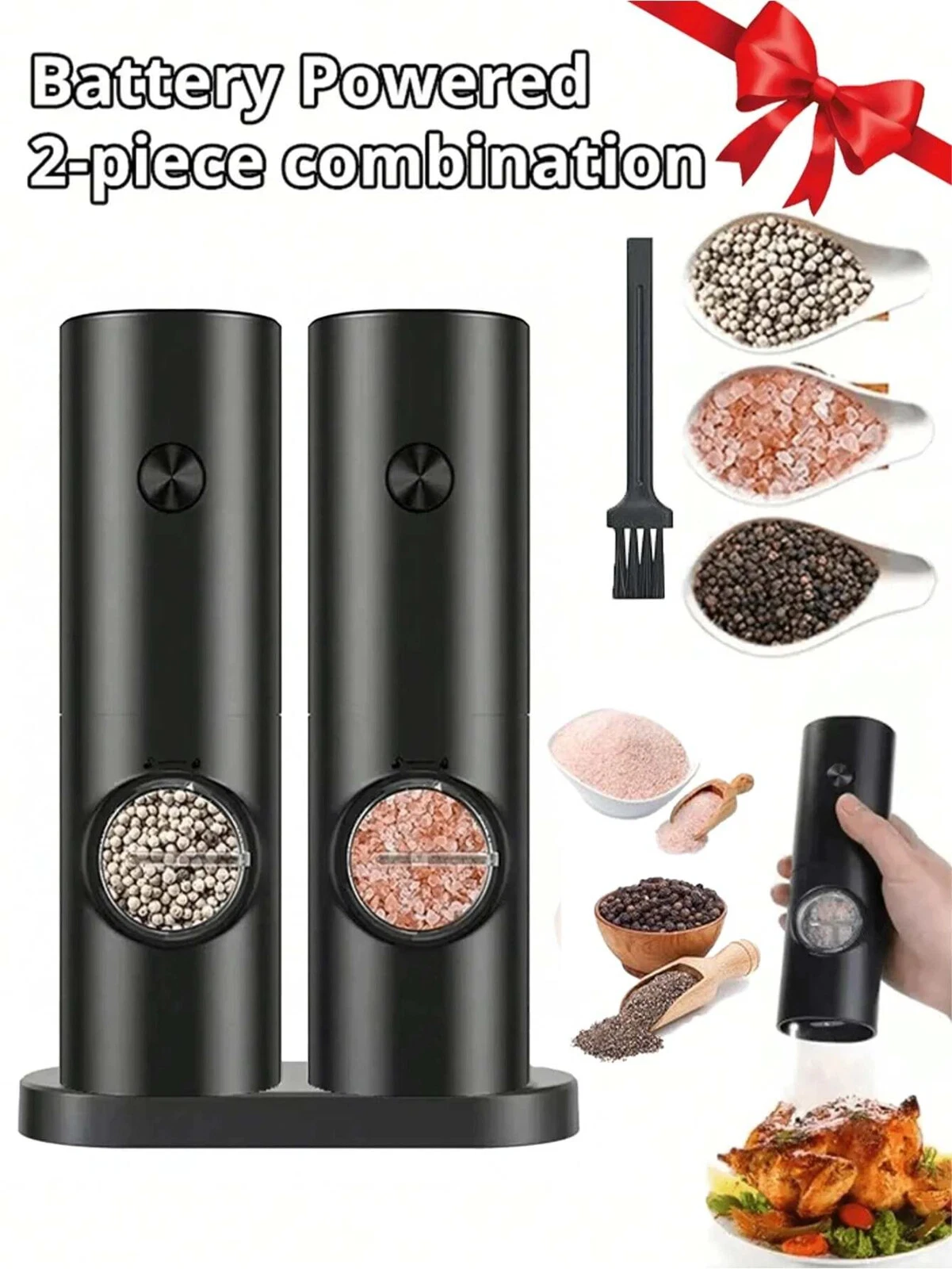 Electric Automatic Salt and Pepper Grinder Set Rechargeable with LED Light-Uk