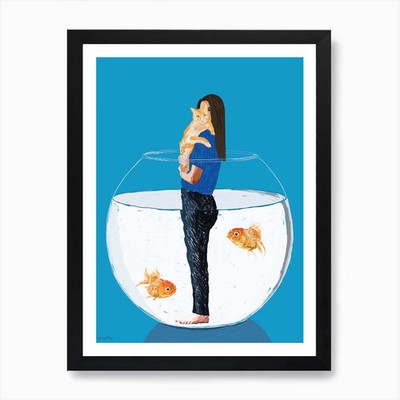 Watch Out Kitty Katze Kunstdruck gerahmt Wandbild Poster Leinwanddruck Bild