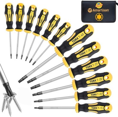 Amartisan 12-Piece Magnetic Torx Screwdriver Set Star Driver Tool Kit Durable