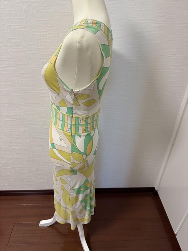 EMILIO PUCCI Sleeveless dress All-over Print Yellow Green Size 38 M Women's - Picture 7 of 24