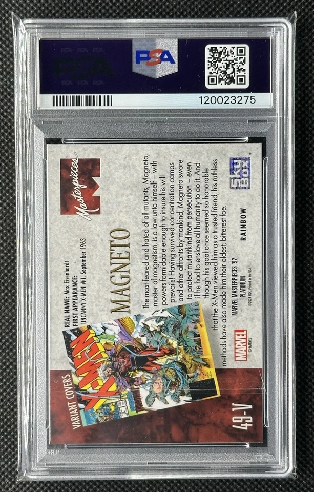 2024 Marvel Masterpieces '92 Platinum Magneto Variant Rainbow #49-V PSA 10 - Image 2 of 2