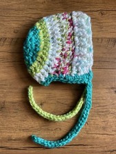 Crochet 0-3M Baby Bonnet Variegated Spring Colors G299