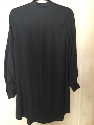 H&M Black Longline Black Satin Shirt S 10/12 - Picture 3 of 3