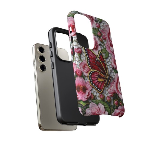 Rose Tough Case Butterfly Mosaic Pink iphone 16 15 14 13 S25 S24 S23 S22 - 第 189/240 張圖片