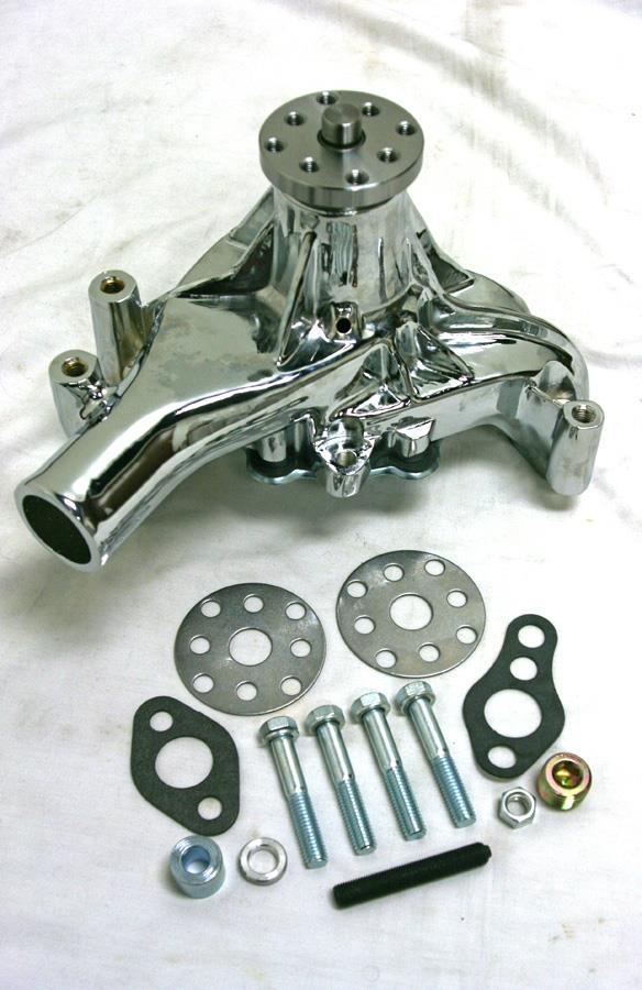 Small Block Chevy Long CHROME Hi Flow Water Pump High Volume 283 305