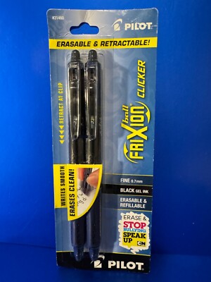 Pilot Frixion Clicker Erasable Refillable Retractable Gel Ink Pens Fine Poin 2Pk