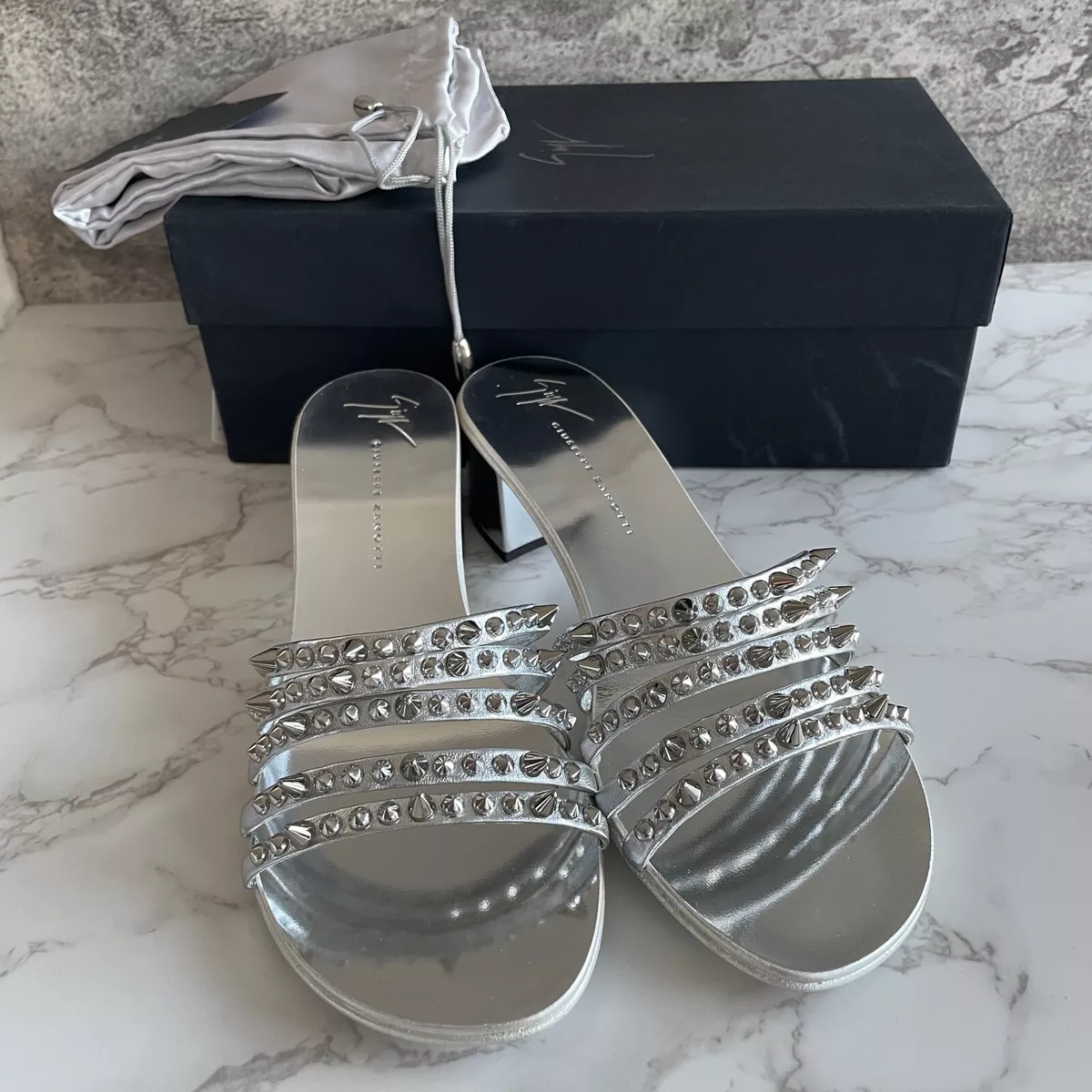New in Box Authentic Giuseppe Zanotti Mules Heels Shoes Slippers 40mm Size 37