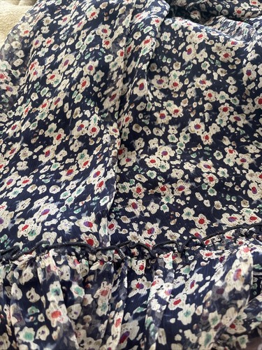 Silk Halter Mini Dress Size M S Xs Blue Floral Ruffle Lined MM Couture Miss Me - Picture 17 of 19