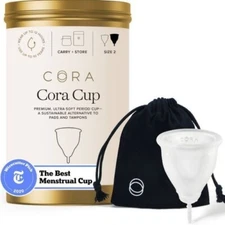 Cora Menstrual Cup - Premium Ultra-Soft Period Cup - Size 2 Medium