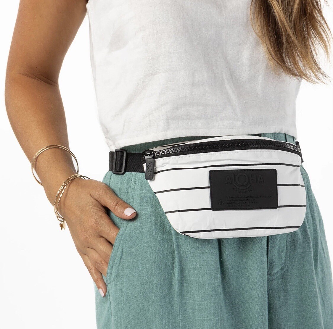Aloha Mini Fanny Pack Pinstripe Black on White NWT | eBay display picture 3
