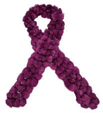 Cejon Accessories Genuine Rabbit Fur Pom Pom Wrap Scarf Cranberry 62" long