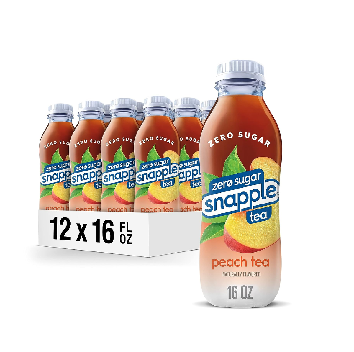 Snapple Zero Sugar Peach Tea 16 fl oz recycled plastic bottle Pack