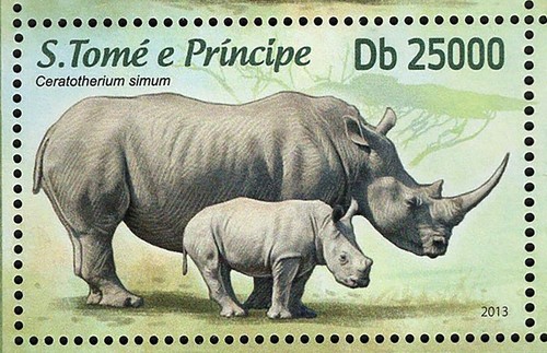 Rhinos Stamp Diceros Bicornis Rhinoceros Wild Animal MNH #5124-5127 - Picture 5 of 12