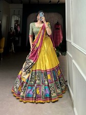 Latest New Tussar Silk Stylish Yellow Lehenga Choli With Dupatta For Wedding
