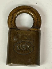 Vintage Brass Padlock marked USN - No Key