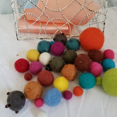 Felted Wool Balls for Jewelry or other crafts various color up to 1  Count  32