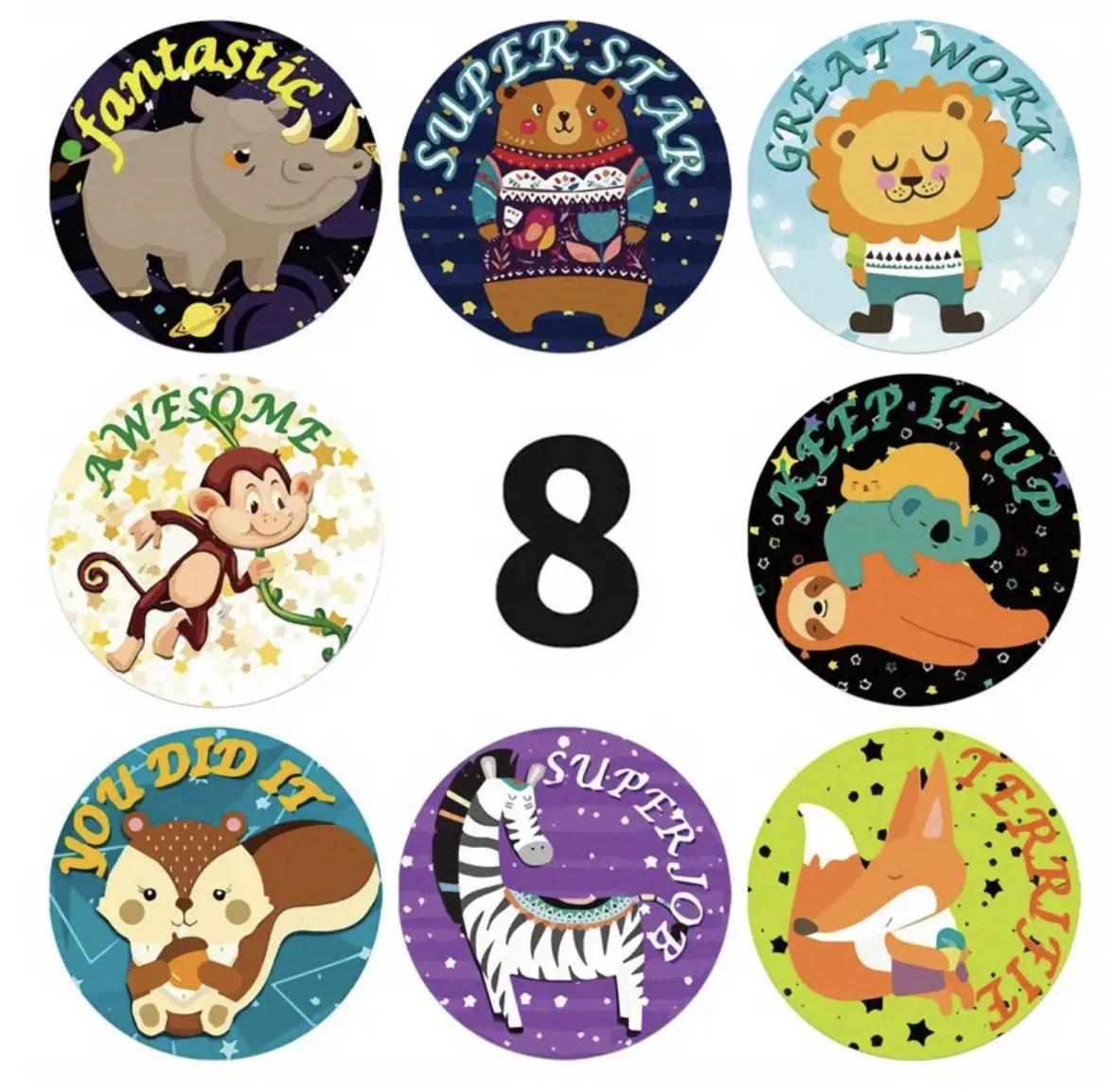 Positive Reward Teacher Merit Stickers 2.5cm 50/100pc Classroom Award Kids Party