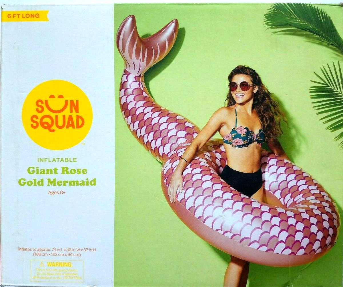 Sun Squad Mermaid Tail Water Pool Float Rose Gold Ft Long NEW